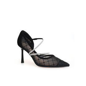 豪麟名鞋奥莱迪嘉女鞋皮鞋织物+羊皮革DJMPA51WP017黑色  原价2660元