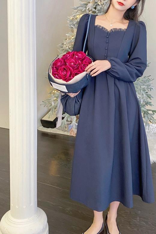 L.Fleuri 藏蓝色纱领连衣裙 15498 商品图1