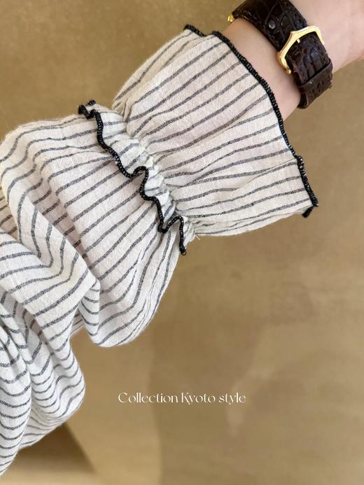 周小姐的故事 | 京都氛围感色织薄棉竖纹衬衫 黑白条纹 商品图4