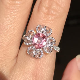 1.21ct无烧帕帕拉恰戒指〔完美四叶草〕