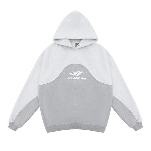 FDR 原创国潮弧度拼接重磅连帽卫衣男女春秋潮牌美式情侣宽松上衣 商品图4