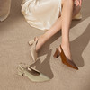 【静音系列】千百度粗跟时装凉鞋女裸色漆皮高跟鞋A25257779 商品缩略图1