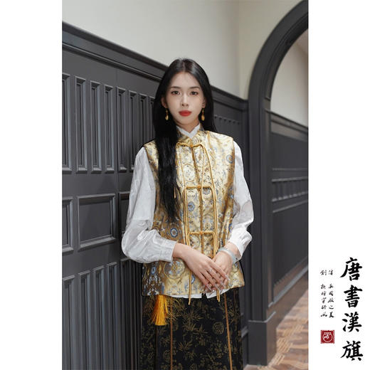 【梦幻楼】非遗宋锦|新中式马甲外套桑蚕丝金色提花羊绒棉贵气非遗刺绣夹棉马甲 商品图5