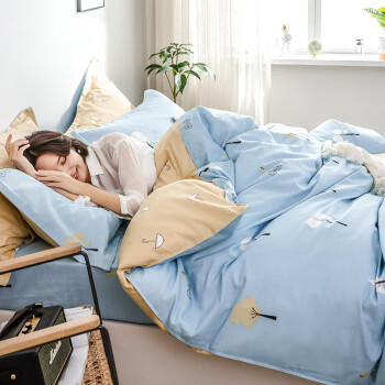 云瑾A类抗菌纯棉被套单件100%全棉被罩印花单人宿舍150x200cm美好心情 商品图0