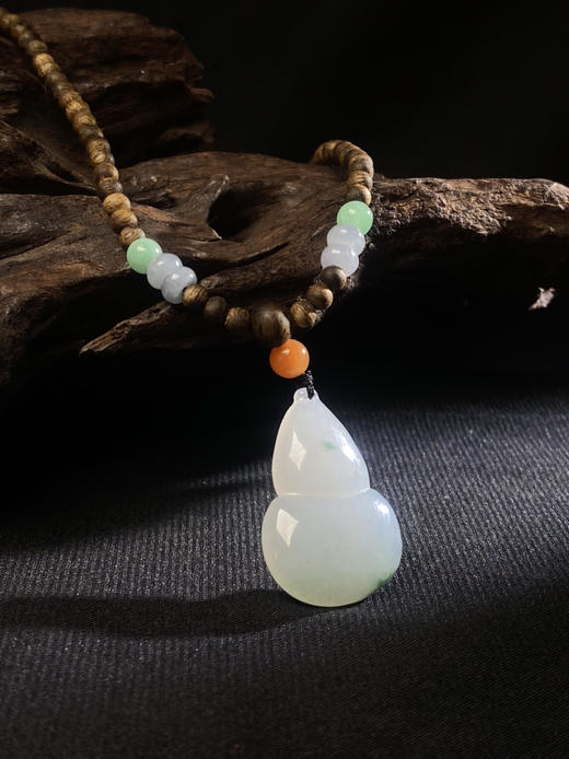 XY0022原创沉香DIY翡翠飘花葫芦挂件 商品图2