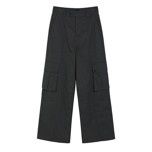 NEELLY纳俪商场同款春新款时尚随性阔腿工装裤女深色直筒百搭长裤N25031H01137 商品图3