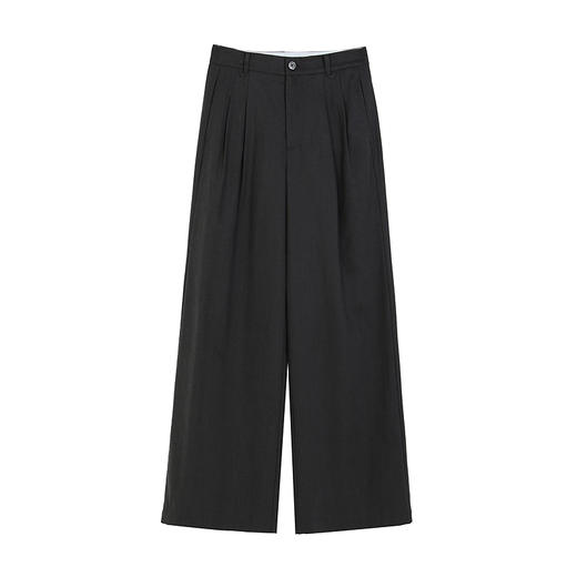 NEELLY纳俪商场同款春新款通勤垂感深灰百搭宽松休闲裤女舒适长裤N25031H01135 商品图3