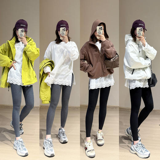 2025新款春日来信花边屁帘打底衫 中长过臀开叉遮肉宽松荃棉长袖白T 商品图1