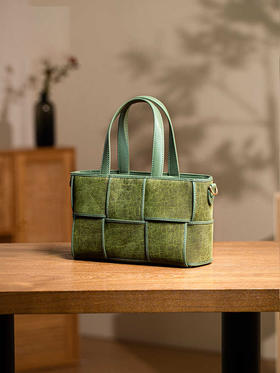 非遗国风包包龟裂纹，桑蚕丝非遗香云纱单肩斜跨手提托特包KM-0211-M1