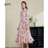 司歌印花雪纺中长连衣裙长袖收腰春A901329X 商品缩略图0