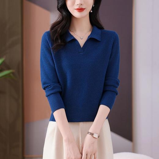 CC-101-56289    polo领打底衫女2025春秋新款洋气内搭长袖薄羊毛针织衫翻领T恤女 商品图2