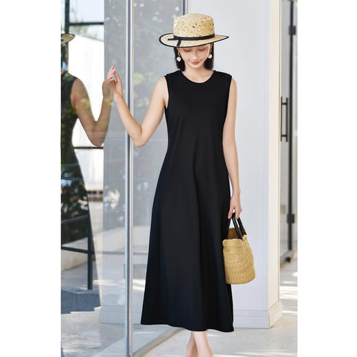 剩S/M/L 天丝+棉极简无袖裙 凉感透气裙子 2026春季时尚休闲连衣裙5869 商品图1