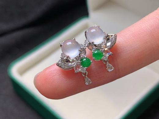 蛋面翡翠耳钉 商品图2