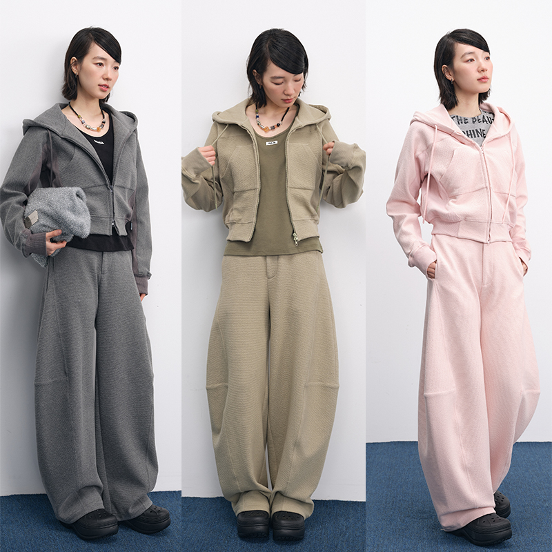 UMILAB【春光】肌理感双面纹精梳棉混纺 甜酷塑形连帽短外套E217W