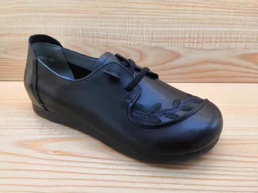 豪行真皮休闲女鞋22392581平底舒适中老年款闰月单鞋 商品图0