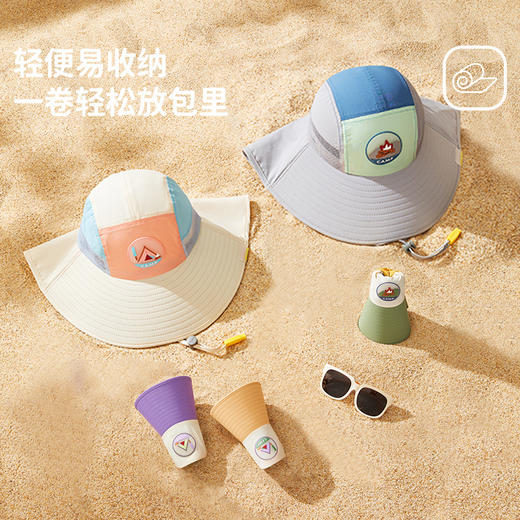 【与辉同行同款49.9/件】柠檬宝宝儿童防晒帽男童女童大帽檐防紫外线太阳帽沙滩遮阳帽2025聚 商品图3