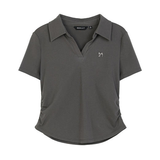 NEELLY纳俪商场同款春新款POLO领显瘦休闲短袖T恤女时尚设计上衣N25031T01121 商品图3