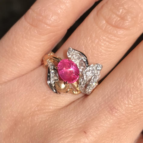 1.29ct无烧复古明艳粉蓝宝戒指 商品图0