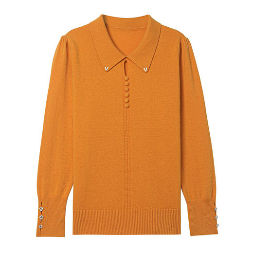 CC-101-56733春秋装新款娃娃翻领长袖t恤女士毛衣宽松遮肉上衣针织打底衫 商品图4