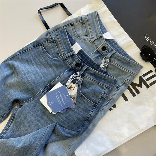 巨软糯四面弹！2025春季新款窄版阔腿牛仔裤女高腰显瘦直筒长裤！ 商品图3