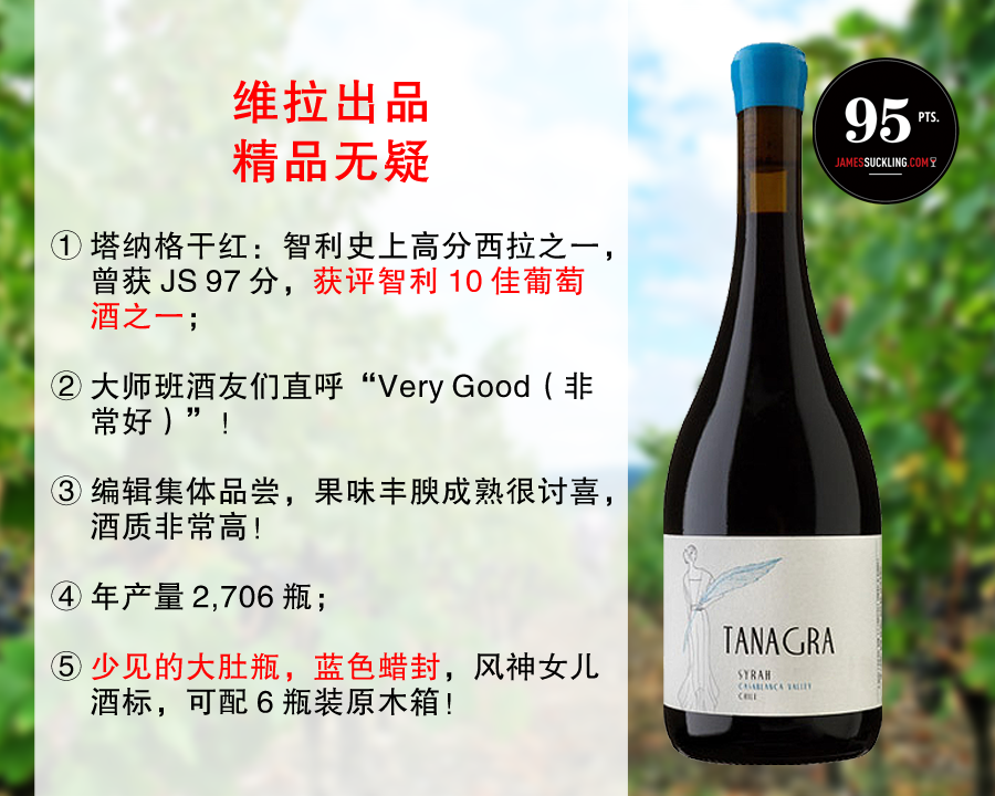 【现货特促，整箱更优惠】智利10大家族名庄：维拉酒庄塔纳格西拉旗舰干红（2022年）