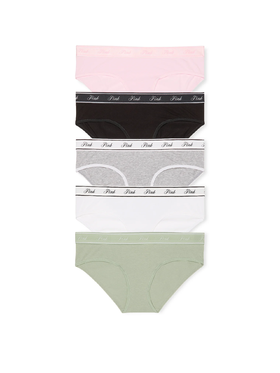 VS维秘Logo Cotton Hiphugger内裤5条装