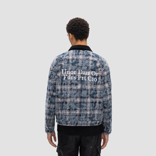 FDR 原创国潮扎染格子夹克外套男女春秋季潮牌情侣宽松上衣棒球服 商品图1