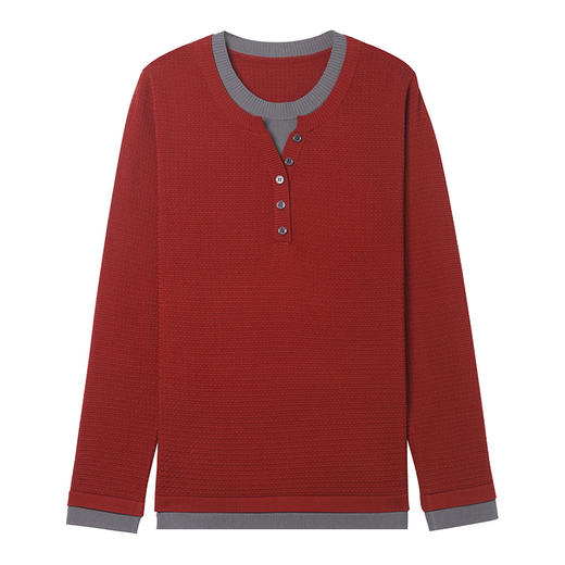 CC-103-8233假两件长袖t恤女2025春装新款宽松显瘦遮肚子毛衣洋气针织打底衫 商品图4