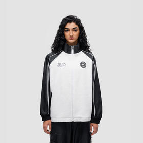 FDR 原创织带章仔羊羔毛外套男女秋冬美式撞色情侣高街开衫上衣