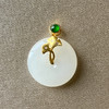18K古法黄金和田玉（白玉）镶钻吊坠--银杏/平安扣22mm/配镶翡翠、钻石 商品缩略图0