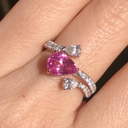 2ct无烧超闪亮无烧帕帕拉恰戒指 商品图7