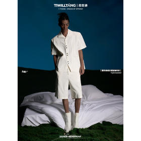 启世录TIWILLTANG“菱晶越境”菱形曲线分割短袖衬衫男夏拼接上衣