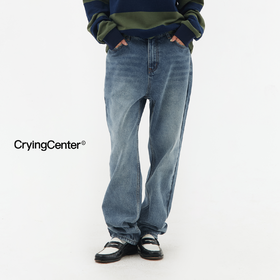 CryingCenter 复古做旧水洗紧身直筒牛仔裤长裤 哭喊中心