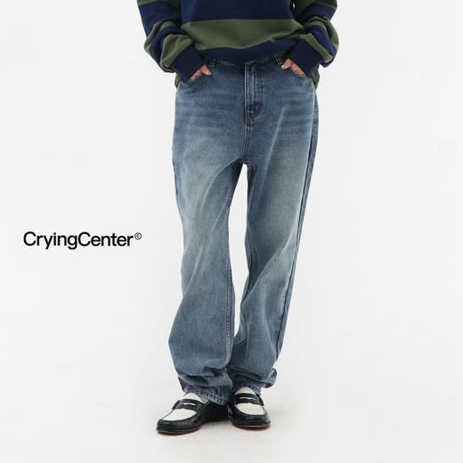 CryingCenter 复古做旧水洗紧身直筒牛仔裤长裤 哭喊中心 商品图0