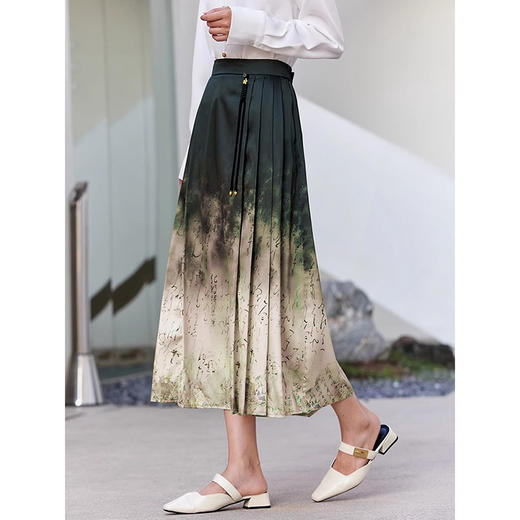 2025春季新款女时尚中式印花半身裙宽松拼接显瘦A字马面裙   WQ233 商品图1