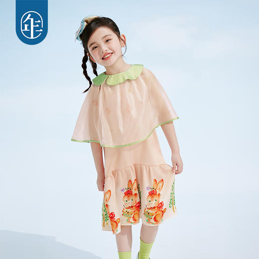 年衣童装女童连衣裙披肩2025春夏新款中式国风果酱邦尼披肩裙 商品图2