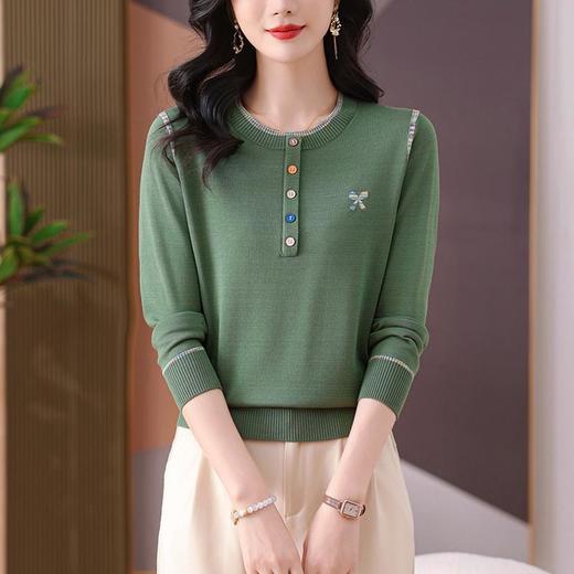 CC-101-56260早春设计感圆领薄款针织衫女2025春季新款好看洋气长袖打底上衣女 商品图2