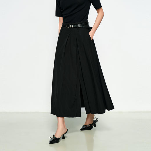 NEELLY纳俪商场同款春新款A字廓形设计感百搭半身裙女休闲长裙N25031E01134 商品图2
