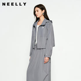 NEELLY纳俪商场同款春新款运动风宽松休闲短外套女连帽设计感上衣N25031C01125