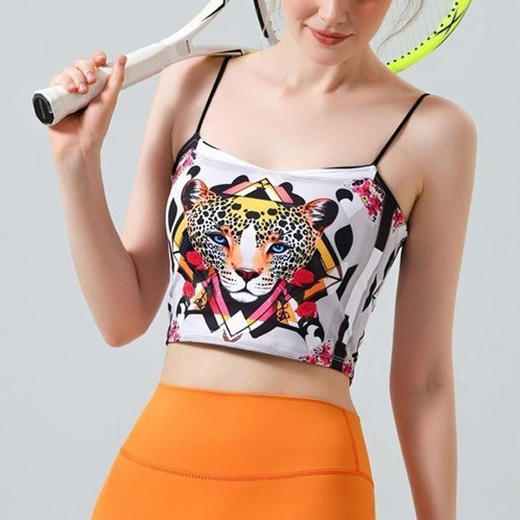 【126元任选2件】跃牌【漫西】系列 新款豹纹印花背心性感运动文胸内衣健身裤瑜伽服套装Y131 商品图3