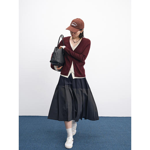 UMILAB【春颂】天丝羊毛软糯亲肤 抗起球撞色假两件针织衫BM852W 商品图1