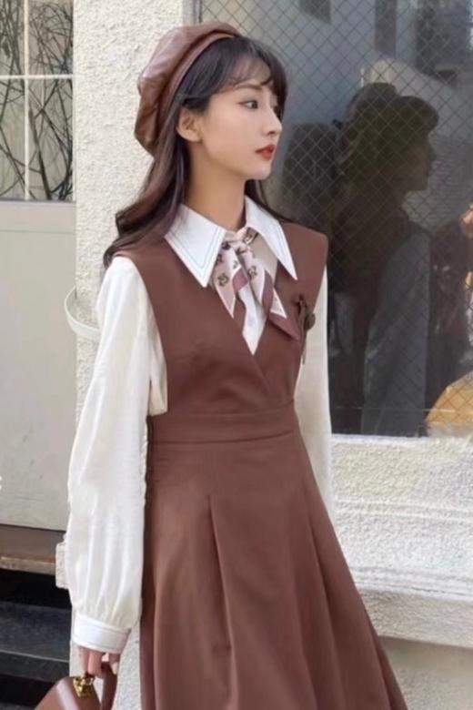 Stay2Weeks 衬衫领结背心裙套装 15444 商品图0