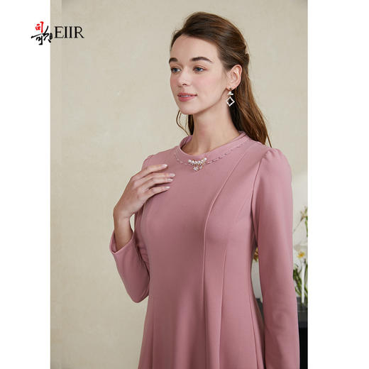 司歌弹力修身粉连衣裙春秋优雅EA901370X 商品图2