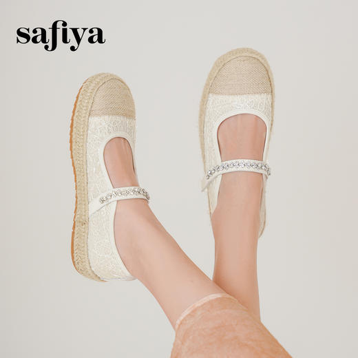 预售10天|Safiya/索菲娅2025休闲编织蕾丝一字带百搭玛丽珍渔夫鞋SFD1111082 商品图5