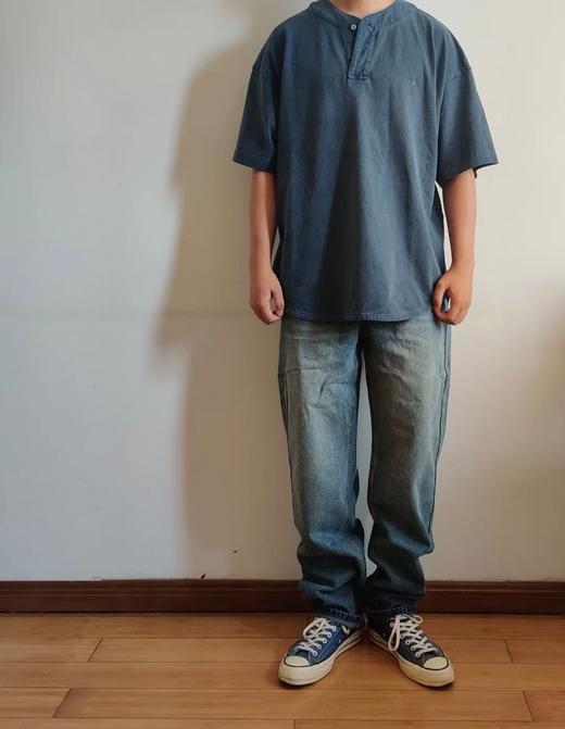 帆船white sail重工蜡染水洗做旧亨利领短袖T恤 NT-2701 商品图2