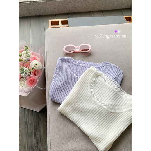 <曾小咸推荐>现货秒杀！微信超特价！2色短款短袖针织衫 日常119.99 立减60 秒杀59.99！ 商品图3