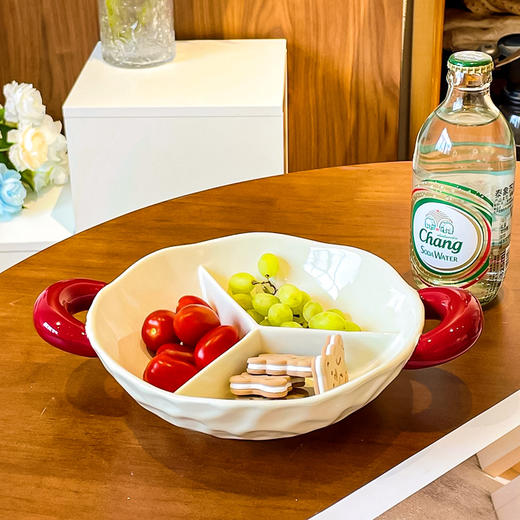 【轻奢双耳分格盘】陶瓷双耳分格盘家用菜盘水果盘子菜碟子零食盘2025新款轻奢 商品图6