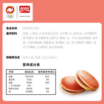 盼盼 铜锣烧 日式风味特色美食夹心面包糕点饼干休闲零食红豆味 2000g 商品图2