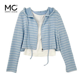 女装连帽条纹开衫配背心两件套-3169W5212026