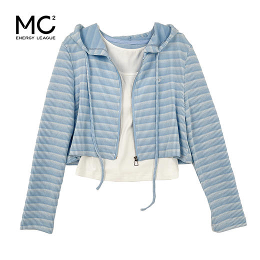 女装连帽条纹开衫配背心两件套-3169W5212026 商品图0